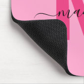 Girl Pink Monogram Script Name Mousepad (Ecke)