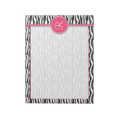Girl Pink Monogram Zebra Print Notizblock (Rotiert)