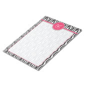 Girl Pink Monogram Zebra Print Notizblock (angewinkelt)