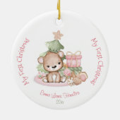 Girl Pink Niedlich Baby Bear Baby's First Keramik Ornament (Hinten)