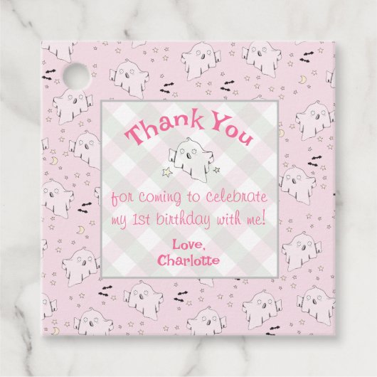 Girl Pink Niedlich Ghosts Kinderspielplatz Geschenkanhänger (Vorderseite)