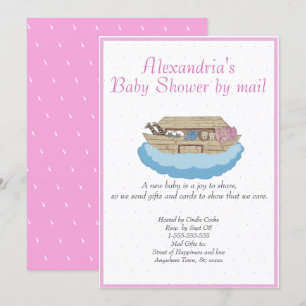 Girl Pink Noah Ark Baby Shower per E-Mail Einladun Einladung