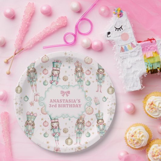 Girl Pink Nutcracker Geburtstag Pappteller (Party)