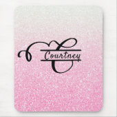 Girl Pink Ombre Glitzer Letter C Split Monogram Mousepad (Vorne)