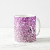 Girl Pink Ombre Glitzer Monogram Name Kaffeetasse (VorderseiteRechts)