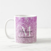 Girl Pink Ombre Glitzer Monogram Name Kaffeetasse (Links)