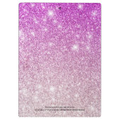 Girl Pink Ombre Glitzer Monogram Name Klemmbrett (Rückseite)