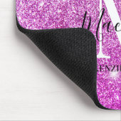 Girl Pink Ombre Glitzer Monogram Name Mousepad (Ecke)