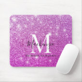 Girl Pink Ombre Glitzer Monogram Name Mousepad (Mit Mouse)