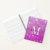 Girl Pink Ombre Glitzer Monogram Name Notebook Notizblock (Innenseite)