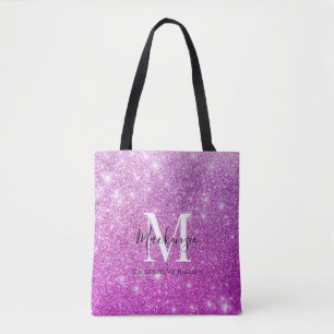 Girl Pink Ombre Glitzer Monogram Name Tasche