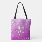 Girl Pink Ombre Glitzer Monogram Name Tasche (Rückseite)