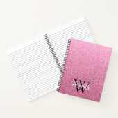 Girl Pink Ombre Glitzer Monogram Notebook Notizblock (Innenseite)
