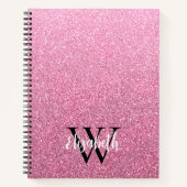 Girl Pink Ombre Glitzer Monogram Notebook Notizblock (Vorderseite)