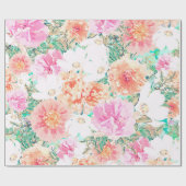 Girl Pink & Orange Blume Aquarellfarbe Geschenkpapier (Flach)