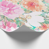 Girl Pink & Orange Blume Aquarellfarbe  Geschenkpapier (Ecke)