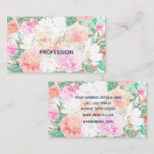 Girl Pink & Orange Blume Aquarellfarbe Visitenkarte (Vorne/Hinten)