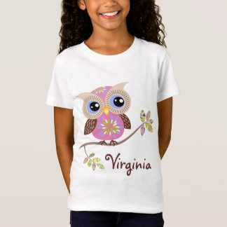 Girl Pink Owl Baby Doll T Shirts