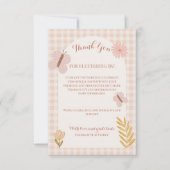 Girl Pink Pastel Wildblumen & Butterfly Dankeskarte (Vorderseite)