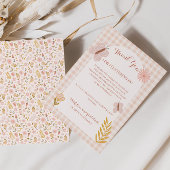 Girl Pink Pastel Wildblumen & Butterfly Dankeskarte