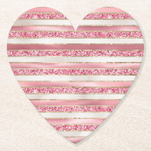 Girl Pink Pearl Glitzer Streifen Untersetzer