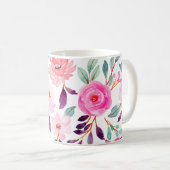 Girl Pink Pflaume Lilac Blumenmuster Kaffeetasse (VorderseiteRechts)