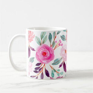 Girl Pink Pflaume Lilac Blumenmuster Kaffeetasse