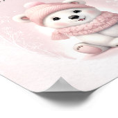 Girl Pink Polar Bear Baby Dusche Gefallen Zeichen Poster (Ecke)
