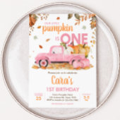 Girl Pink Pumpkin Truck Fall Birthday  Einladung