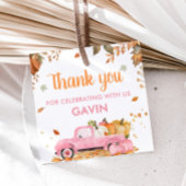 Girl Pink Pumpkin Truck Fall Birthday Square Geschenkanhänger