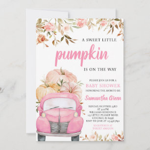 Girl Pink Pumpkin Truck Kinderdusche Einladung
