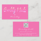 Girl Pink Quality Nail Script QR-Logo Visitenkarte (Vorne/Hinten)