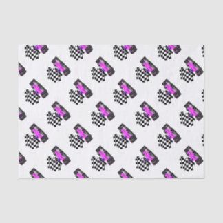 Girl Pink Race Car mit karierte Flagge Seidenpapier