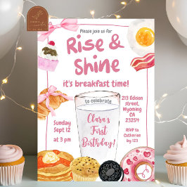 Girl Pink Rise und Shine Birthday Party Einladung