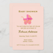 Girl-Pink-Roller, Gold-Typografie auf Pfirsiche Pi Einladung (Vorne/Hinten)