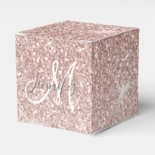 Girl Pink Rose Gold Glitzer Glitzern Monogram Geschenkschachtel