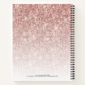 Girl Pink Rose Gold Glitzer Ihr Name Sketchbook Notizblock (Rückseite)