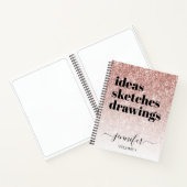 Girl Pink Rose Gold Glitzer Ihr Name Sketchbook Notizblock (Innenseite)