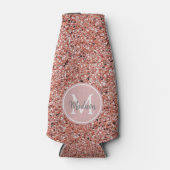 Girl Pink Rose Gold Glitzer Monogram Personalisier Flaschenkühler (Vorderseite)