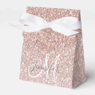 Girl Pink Rose Gold Glitzer Name Monogram Geschenkschachtel