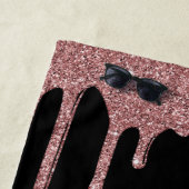Girl Pink Rose Gold Glitzer Sparkle Tropfen Schwar Strandtuch (Beispiel)