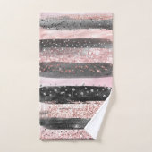 Girl Pink Rose Gold Glitzer und Moderner Schwarz Badhandtuch Set (Handtuch)