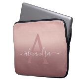Girl Pink Rose Gold Mongram Ombre Gradient Laptopschutzhülle (Vorderseite Links)