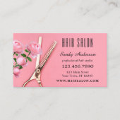 Girl Pink Rose Hair Stylist Business Card Visitenkarte (Vorderseite)