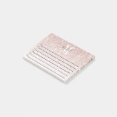 Girl Pink Rose Monogram Glam Glitzer Sparkle Post-it Klebezettel (angewinkelt)