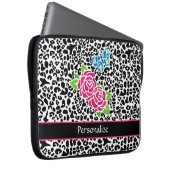 Girl Pink Rose Mosaik Leopard Druck mit Namen Laptopschutzhülle (Vorne Rechts)