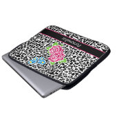 Girl Pink Rose Mosaik Leopard Druck mit Namen Laptopschutzhülle (Vorne Knopf)