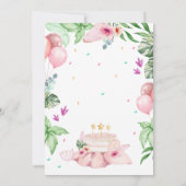 Girl Pink Safari Dinosaur Geburtstagsparty Einladung (Rückseite)