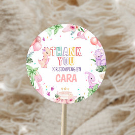 Girl Pink Safari Dinosaur Geburtstagsparty Runder Aufkleber