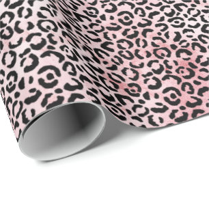 Girl-Pink-Schwarz-Leopard-Druck Geschenkpapier